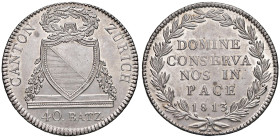Svizzera. Cantone di Zurigo. Da 40 batzen o neutaler 1813 (Berna) AG. Davenport 366. SPL