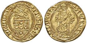 Pio II (1458-1464). Roma. Ducato (segno monogramma AN: Andrea Nicolai zecchiere) AV gr. 3,50. Muntoni 7. Berman 362. MIR 361/5. Raro. SPL