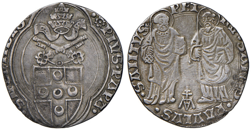 Pio II (1458-1464). Roma. Grosso (segno M sormontata da croce doppia: Emiliano O...