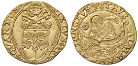 Sisto IV (1471-1484). Roma. Fiorino di camera (segno rosa pentafilla: Pier Paolo della Zecca zecchiere) AV gr. 3,38. Muntoni 12. Berman 448. MIR 452/1...