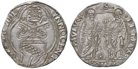 Innocenzo VIII (1484-1492). Roma. Grosso AG gr. 3,50. Muntoni 5. Berman 498. MIR 489/1. Mosso di conio al dr., altrimenti migliore di BB