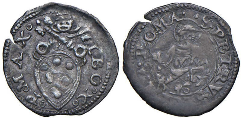 Leone X (1513-1521). Roma. Baiocco (armetta Banco Fugger) AG gr. 0,38. Muntoni 4...