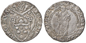 Leone X (1513-1521). Ancona. Mezzo giulio AG gr. 1,49. Muntoni 84. Berman 676. Dubbini-Mancinelli pag. 109 (5° tipo). MIR 683/4 (zecca della Marca Anc...