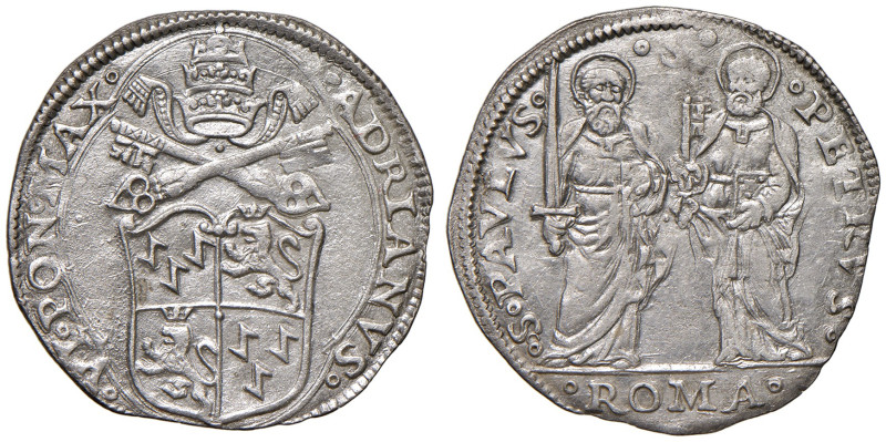 Adriano VI (1521-1523). Roma. Giulio AG gr. 3,63. Muntoni 8. Berman 798. MIR 745...