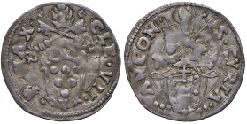 Clemente VII (1523-1534). Ancona. Mezzo giulio AG gr. 1,68. Muntoni 93. Berman 867. Dubbini-Mancinelli pag. 119 (2° tipo). MIR 823/1. Villoresi 234. R...