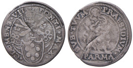 Clemente VII (1523-1534). Parma. Mezzo giulio AG gr. 1,52. Muntoni 120. Berman 890. MIR 856/1. Molto raro. Infrazione del tondello, altrimenti q.BB