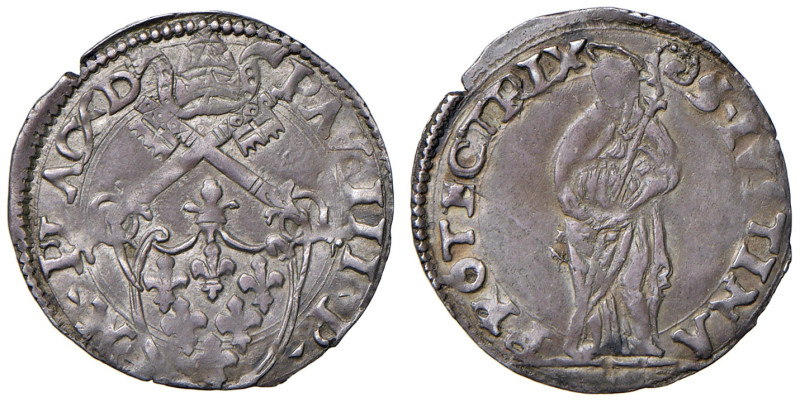 Paolo III (1534-1549). Piacenza. Terzo di paolo AG gr. 1,79. Muntoni 179. Berman...