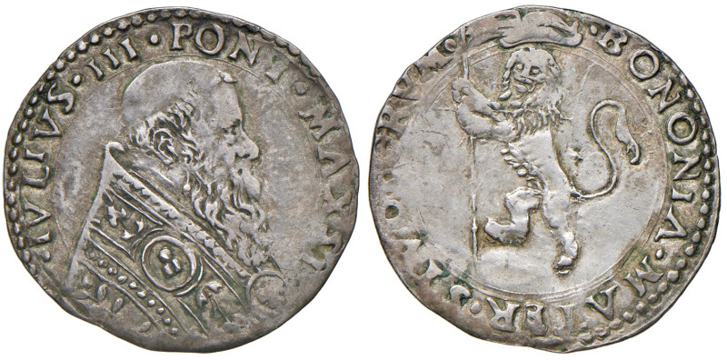 Giulio III (1550-1555). Bologna. Gabella (1551-1555) AG gr. 2,15. Muntoni 68 var...