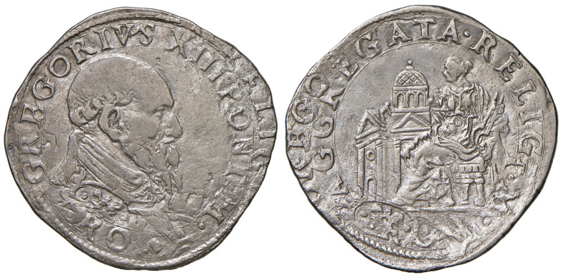 Gregorio XIII (1572-1585). Roma. Testone AG gr. 9,08. Muntoni –. Berman –. MIR –...