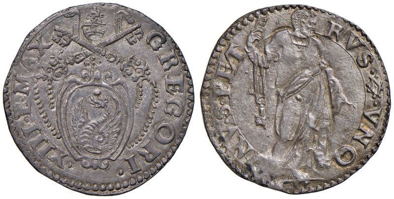 Gregorio XIII (1572-1585). Ancona. Testone AG gr. 9,26. Muntoni 219. Berman 1215...