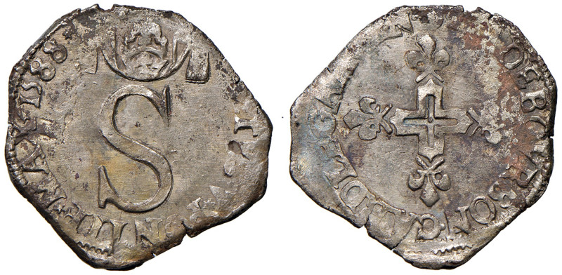 Sisto V (1585-1590). Avignone. Da 6 bianchi 1588 MI gr. 4,61. Muntoni –. Berman ...