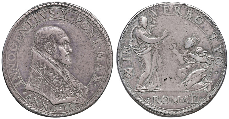 Innocenzo X (1644-1655). Roma. Piastra anno II AG gr. 31,71. Muntoni –. Berman –...