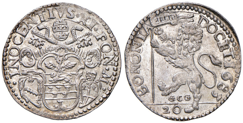 Innocenzo XI (1676-1689). Bologna. Lira 1683 AG gr. 6,30. Muntoni 228a. Berman 2...