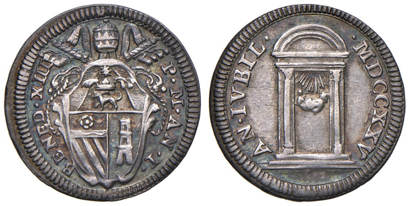 Benedetto XIII (1724-1730). Roma. Grosso anno santo 1725/I AG gr. 1,35. Muntoni ...