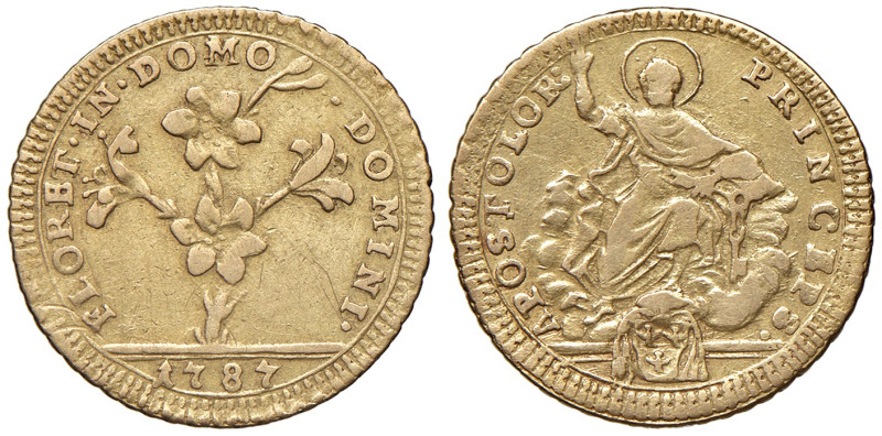 Pio VI (1775-1799). Roma. Doppia 1787 AV gr. 5,40. Muntoni 4a. Berman 2953. MIR ...