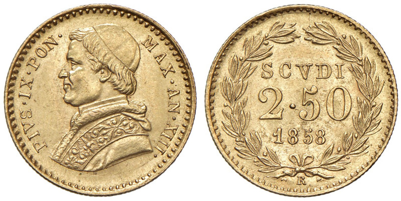 Pio IX (1846-1878). Roma. Da 2,50 scudi 1858 anno XIII AV. Pagani 366. MIR 3151/...