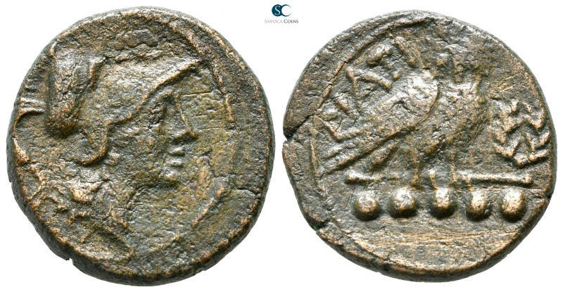 Apulia. Tiati circa 225-200 BC. 
Bronze Æ

24 mm., 11,05 g.



very fine