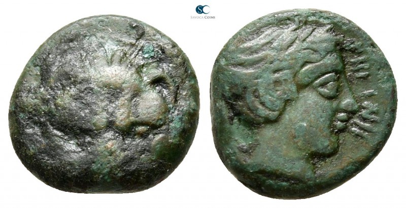 Bruttium. Rhegion 415-387 BC. 
Bronze Æ

11 mm., 1,64 g.



very fine
