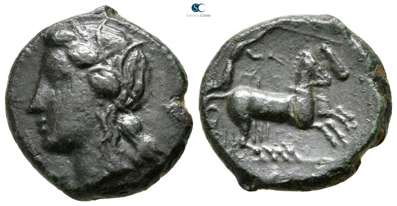 Sicily. Syracuse circa 287-283 BC. Time of Hiketas II
Hemilitron Æ

19 mm., 6...
