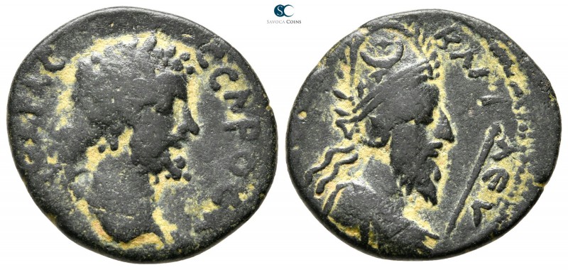 Mesopotamia. Edessa. Septimius Severus, with Abgar VIII AD 193-211. 
Bronze Æ
...