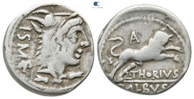 L. Thorius Balbus 105 BC. Rome. Denarius AR