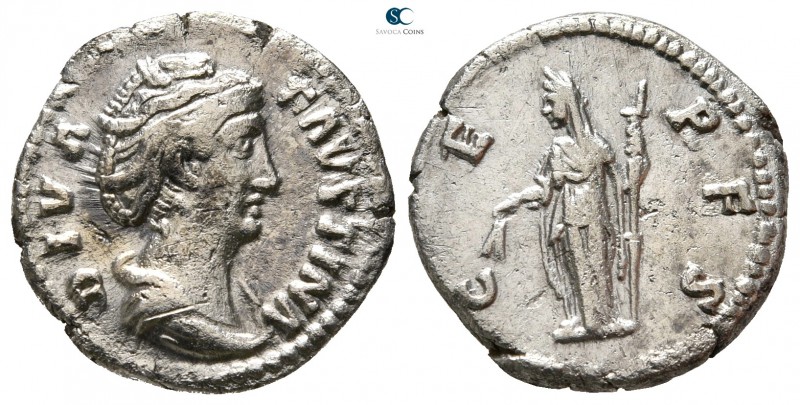 Diva Faustina I AD 140-141. Rome
Denarius AR

17 mm., 2,61 g.



very fin...