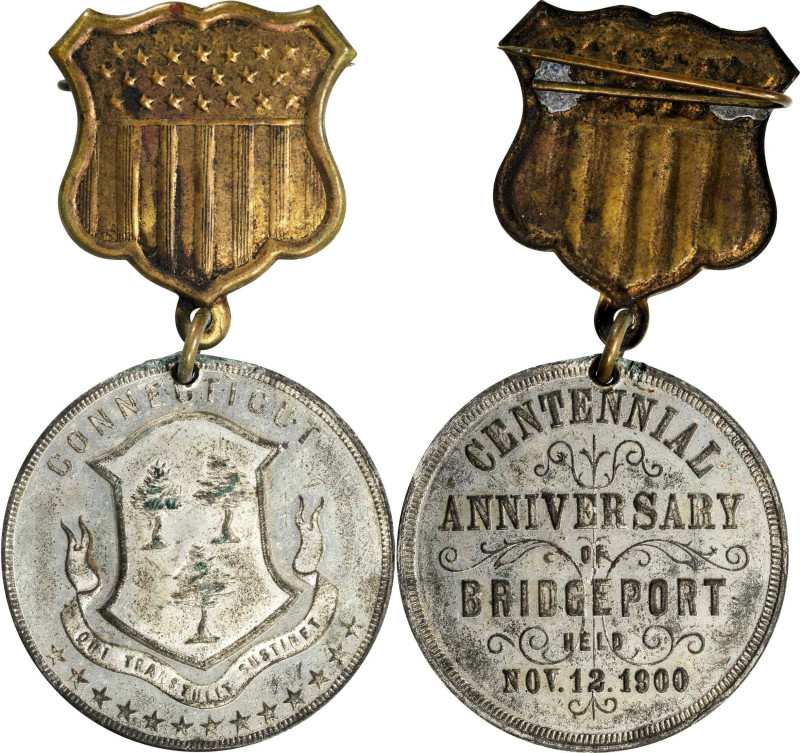 1900 Centennial Anniversary of Bridgeport, Connecticut Medal. cf. HK-647, Unlist...