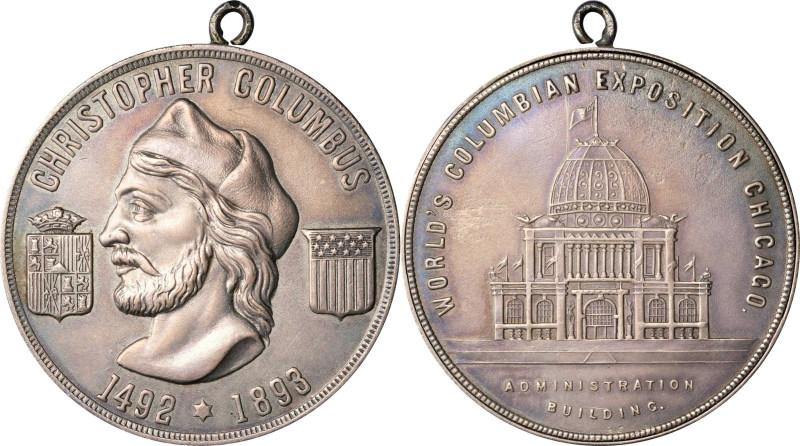 1893 World's Columbian Exposition Box Medal. Eglit-92, Rulau-B103. Silver. About...