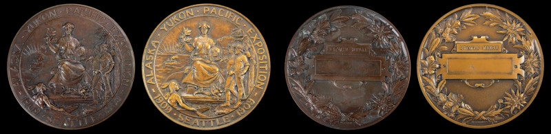 Lot of (2) 1909 Alaska-Yukon-Pacific Exposition Bronze-Level Award Medals. Bronz...