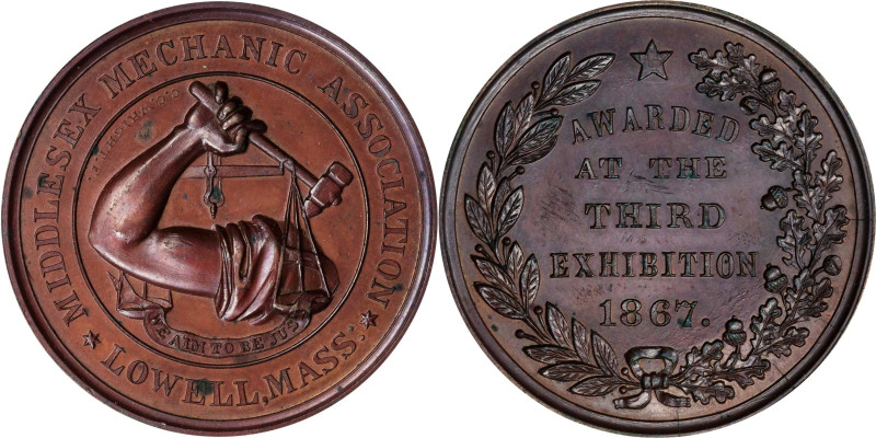 1867 Middlesex Mechanical Association Award Medal. Harkness Ma-142, Julian AM-47...