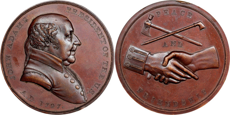 "1797" (post-1844) John Adams Indian Peace Medal. Bronze. Third Size. Julian IP-...