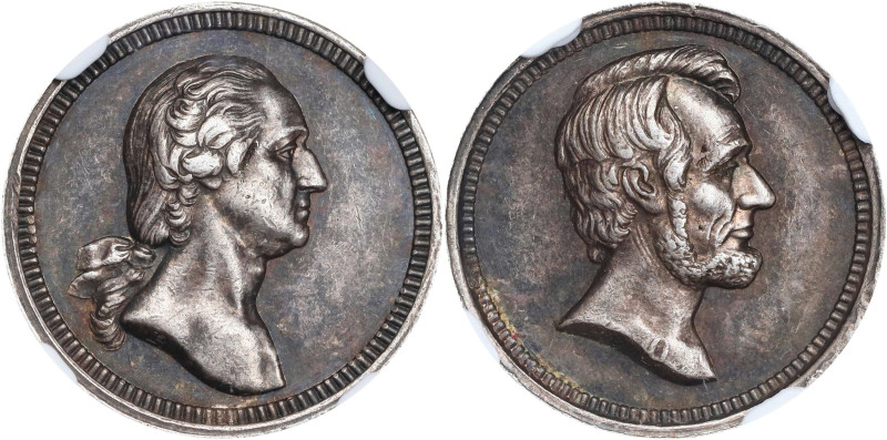 Undated (ca. 1864) Washington - Lincoln Medalet. Musante GW-449, Baker-245A, Jul...