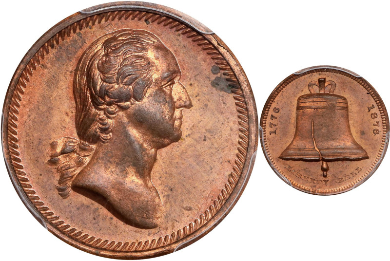 1876 Washington Liberty Bell Medal by Soley. First Reverse Die. Musante GW-469, ...