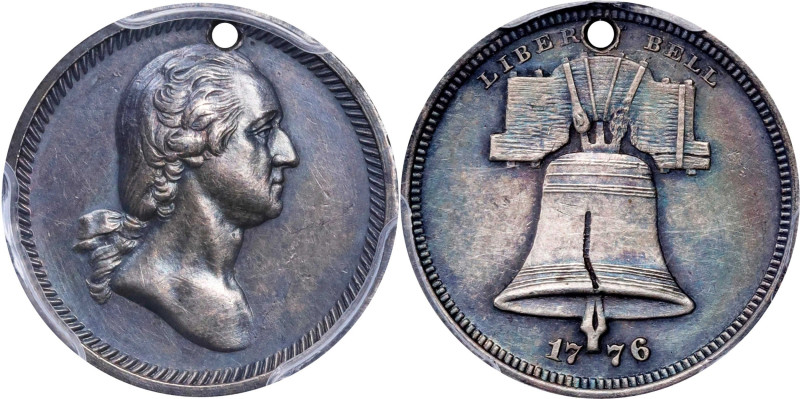 "1776" (ca. 1876) Washington by Soley - Liberty Bell Medalet. Second Liberty Bel...