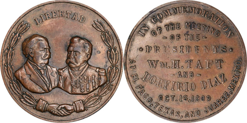 1909 Meeting of Presidents Taft and Diaz Medal. HK-387. Rarity-6. Copper. About ...