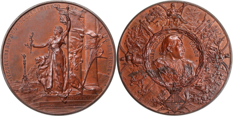 1892 World's Columbian Exposition Barcelona A. Colon Medal. Eglit-283. Bronze. M...