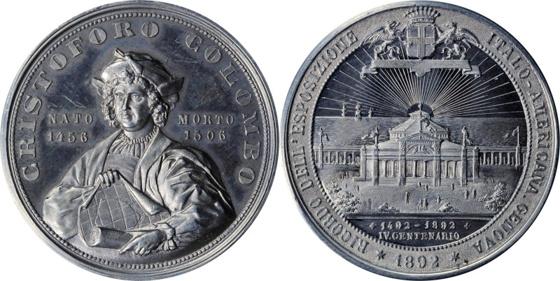 1892 World's Columbian Exposition Cristoforo Colombo / Exposition Building Medal...