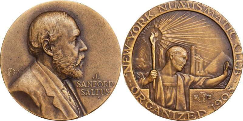 1922 New York Numismatic Club Presidential Medal. J. Sanford Saltus. By Jonathon...