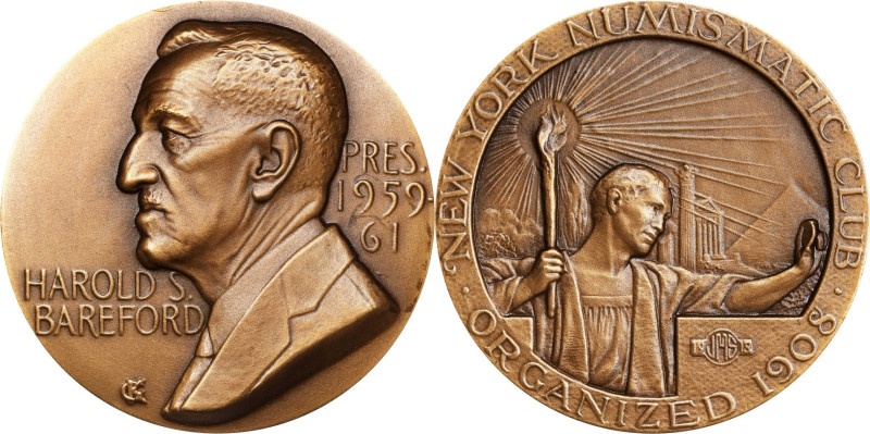 1959-61 New York Numismatic Club Presidential Medal. Harold S. Bareford. By Karl...