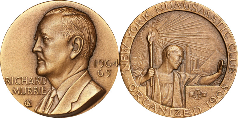 1964-65 New York Numismatic Club Presidential Medal. Richard Murrie. By Karl Gru...