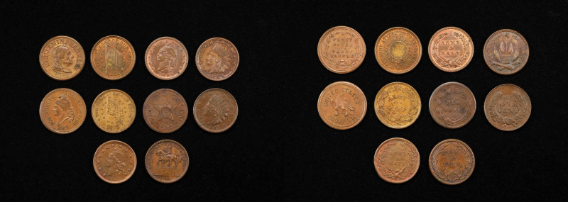 Lot of (10) Patriotic Civil War Tokens.
A diverse grouping of copper examples, ...