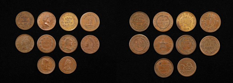 Lot of (10) Patriotic Civil War Tokens.
All examples are in copper, the average...