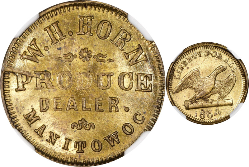 WISCONSIN. Manitowoc. 1864 William H. Horn. Fuld-420A-1b. Rarity-8. Brass. Plain...