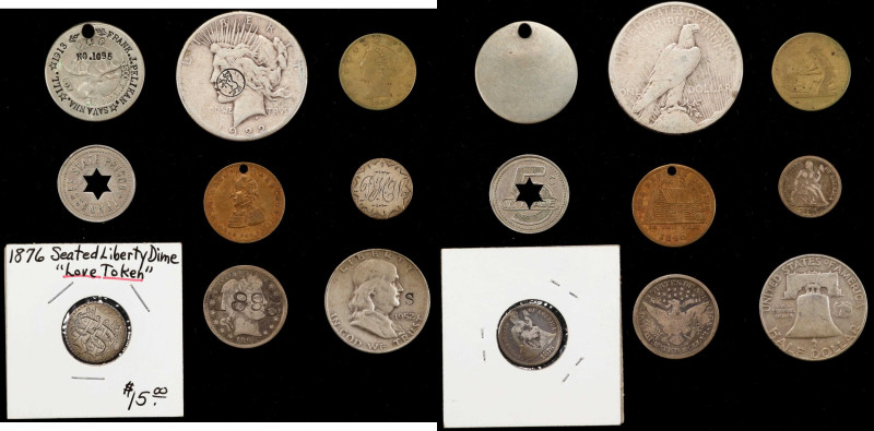 Lot of (9) Exonumia Items.
Included are: William Henry Harrison Campaign medal;...