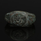 Roman ring depicting a dolphin