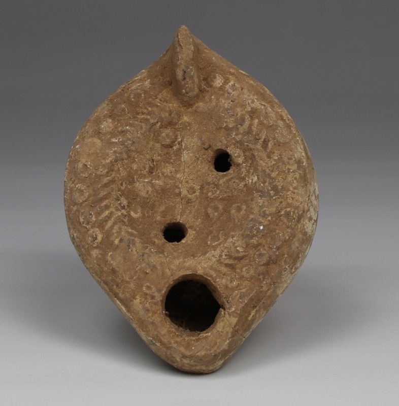 ITEM: Oil lamp with cross
MATERIAL: Pottery
CULTURE: Roman, Christian
PERIOD:...