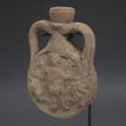 Byzantine pilgrim flask (Ampulla) of Saint Menas and Greek inscription