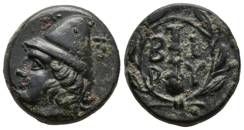 TROAS. Birytis. (4th-3rd centuries BC).
AE Bronze (10,7mm 1,28g)
Obv: Beardles...