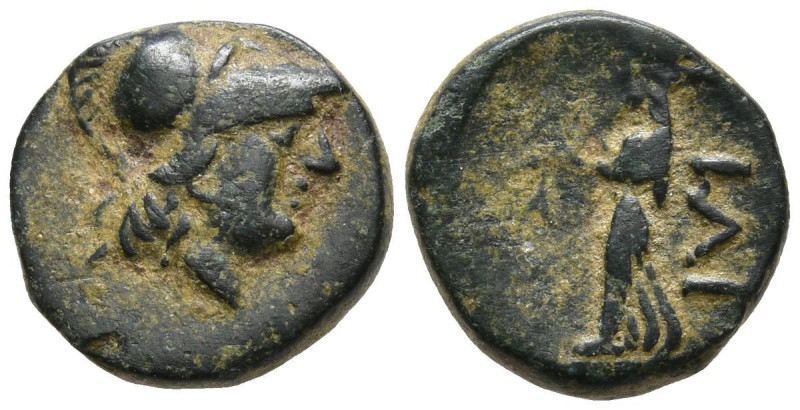 TROAS. Ilion. (circa 133-119 BC).
AE Bronze (17.7mm 4.13g)
Obv: Helmeted head ...