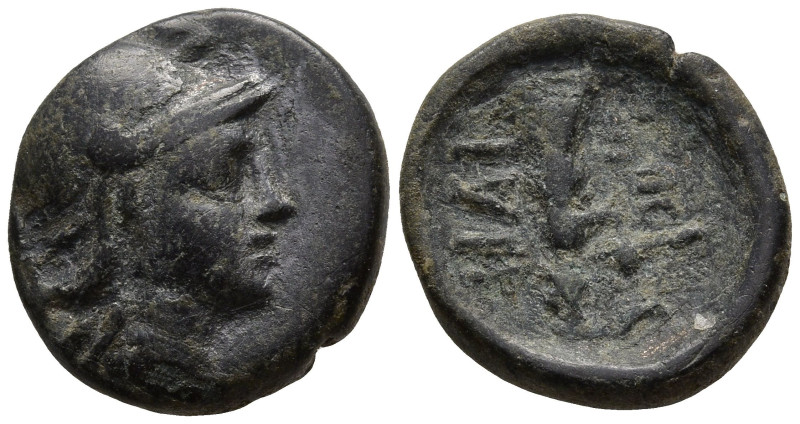 TROAS. Ilion. (circa 133-119 BC).
AE Bronze (13,79mm 1,80g)
Obv: Helmeted head...